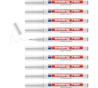 Edding Marqueur peinture 780 – blanc – pointe ronde 8 mm – 10 stylos – permanent, étanche