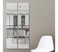 4/8/16 pièces Miroir carré acrylique DIY Décor, Autocollants muraux amovibles argentés modernes, Convient pour le salon, la salle à manger, la chambre à coucher, la salle de bain, la fête, la décorati