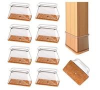 4/8 pièces Protecteurs de sol pour pieds de chaise rectangulaires, cache-pieds de chaise en silicone anti-bruit, tampons de meuble en feutre brun anti-rayures pour sols en bois dur, patins de meuble p