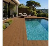 4,85 m² Latte de terrasse composite teck 2 200 x 138 x 23 mm | Plateau extérieur en composite