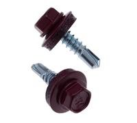 4.8x19mm Vis Toiture (RAL3005 Rouge Vin) Autoperceuses Métal à Métal avec Tête Hexagonale et Rondelle d’Étanchéité, Fixations Recouvrement Toiture Tôle, Panneaux Ondulés, Bardage (250 pcs)