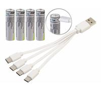 TKA 4 accus li-ion AA 1300 mAh avec port de chargement USB-C
