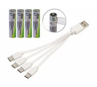 TKA 4 accus li-ion AAA 400 mAh avec port de chargement USB-C