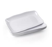 4 Assiette Blanche Rectangulaire Assiettes Service de Table Rectangulaire | 29,5x16,6x2,7cm Assiettes Plates pour Gâteau, Dessert, Salade, Sushi