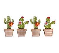 4 autocollants en bois Cactus 6,5 cm Vert G