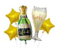 4 ballons en aluminium multicolores thème champagne (h.75cm) - - ALTOBUY Or G