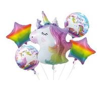 4 ballons en aluminium multicolores thème licorne - - ALTOBUY Blanc