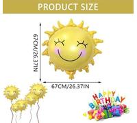 4 ballons en forme de soleil pour les anniversaires - Ballons à l'hélium - Fêtes sur le thème du soleil - Fêtes de printemps.