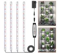 4 Barres LED pour Plantes, Spectre Complet avec Minuterie 6/12/18H | 5 Niveaux Réglables, pour Succulentes, Étagères à Plantes, Montage Sous Meuble, Croissance & Floraison