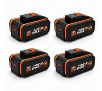 4 batteries de rechange 20V Li-Ion de 8Ah, compatibles avec le système PowerShare de WORX – Batteries pour outils avec indicateur de niveau de charge – Pack de 4 / Coffret