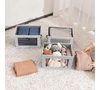 4 boîtes de rangement, boîtes de rangement pliables avec fenêtre transparente, panier de rangement en tissu cube avec couvercle pour organiser votre penderie, étagère, jouets, vêtements