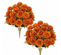 4 Bouquets de Hortensia Artificielle en Soie Orange Decoration Automne | Fausse Fleur Chrysanthèmes Fleurs Artificielles Balcon Decoration pour Maison Jardin Fête Mariage Deco Automne