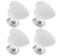 4 boutons de chasse d’eau WC en PP blanc forme cœur universels | Lot de 4 pièces, pression facile et prise en main simple, usage en salle de bain, design élégant et durable