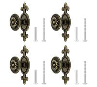 4 boutons de placard anciens avec plaque de montage, alliage de zinc, style vintage