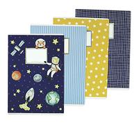 4 cahiers d'exercices de haute qualité pour enfants DIN A4 | lignés et quadrillés 32 pages - motif astronaute - pour commencer l'école pour les élèves de l'école primaire - sét numéro 5 - 16 feuilles
