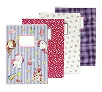 4 cahiers d'exercices de haute qualité pour enfants DIN A4 | lignés et quadrillés 32 pages - motif licorne - pour commencer l'école pour les élèves de l'école primaire - set numéro 2 - 16 feuilles