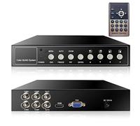 4 Canaux HD 1080P Quadruple Vidéo Processeur Vidéo Sélecteur Vidéo Multiplexeur Vidéo pour Caméras Sécurité CCTV AHD CVI TVI avec Fonctions Zoom Numérique, Gel Vidéo Multiple, Alarme Perte Vidéo