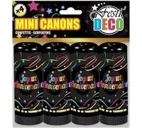 4 canons à confettis papier serpentins anniversaire - sud trading cd4832 Multicolore G