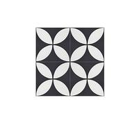 4 Carreaux de ciment veritable 0,16m2 / Carreaux de ciment artisanaux pour sol et mur coloris noir/blanc - l.20 x L.20 cm - -