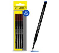 4 cartouches d'encre pour stylo-bille, bleu, épaisseur de trait de 0,7 mm, recharges pour stylo-bille