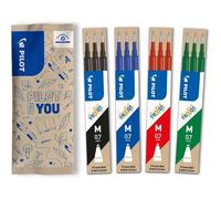 4 Cases Of 3 Erasable Pen Refills Compatible With Frixion Ball And Frixion Ball Clicker - Black, Blue, Red, Green - Medium Tip