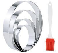 4 Cercle Patisserie ronds en acier inoxydable 15/12/9,5/7,5 cm Cadre Pâtissier Rond Inox Argent pour