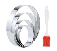 4 Cercle Patisserie ronds en acier inoxydable 15/12/9,5/7,5 cm Cadre Pâtissier Rond Inox Argent pour pâtisseries,fondants,gâteaux,beignets,biscuits (hauteur 2,5 cm)