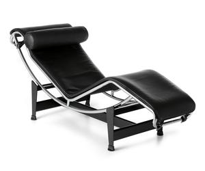 4 Chaise Longue à dossier continu Chaise longue cuir noir graphite / traversin même couleur de cuir Cassina COMPOSITION AVANCEE QUICK-SHIP - CASSINA LC4 X GRAPHIT