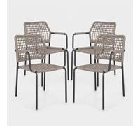 4 chaises d'extérieur avec accoudoirs et assise en corde Rajada Bizzotto - Beige