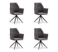 4 Chaises Salle à Manger Rembourrées Grises Pivotantes Accoudoirs Homestyle4u
