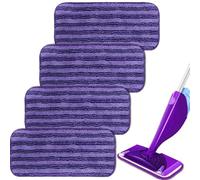 4 Chiffon Recharge pour Swiffer WetJet Wood Lingettes pour Swiffer WetJet | Lingettes Reutilisable pour Swiffer WetJet Balai Spray Serpillières en Microfibre Remplacement (Violet 4PCS)