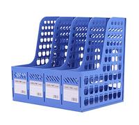 4 Compartiments Boîte de Rangement Bureau Porte-revues Plastique Module de Classement Paniers Etagère Stockage Support Livre Magazine A4 Papier Dossier CD Document Organiseur