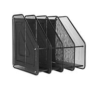4*Compartiments Etagère Boîte de Rangement Bureau Porte-revues Magazine Livre Papier A4 Fichier CD Organisateur Casier Panier Stockage Métal Trieur Dossier Document Module de Classeur