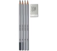 4 crayons graphite + gomme - Beaux-Arts - Winsor et Newton - Studio Collection