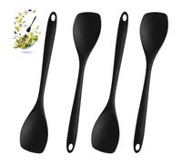 4 Cuillère de Cuisine 27,5 cm, Cuillere Silicone, Cuillère de Service, Sans BPA, Accessoires de Cuisine, Cuillère à Riz, Cuillère à Riz Antiadhésive, Ustensile de Cuisine pour Remuer, Mélanger Noir