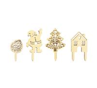 4 décorations Noël bois pour gâteaux Scrapcooking