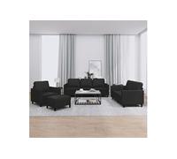 vidaXL Ensemble de canapés 4 pièces en similicuir noir avec coussins