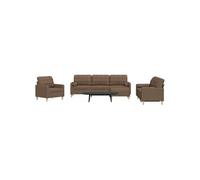 4-delige Loungeset met voetenbank en kussens stof bruin3278314