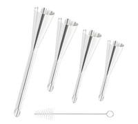 4 Douille à Pâtisserie Inox, Garnir des Cupcakes, Puffs Injection Seringue, Buse pour Crème, Accessoire Patisserie, Outils de Tuyauterie pour Décoration de Pâtisseries, avec Brosse de Nettoyage