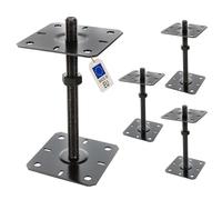 4 embases pied de poteau réglables - Platines 130x130mm - Filetage M20 - Acier galvanisé Noir - Ht 250 mm - Fabriqué en Europe