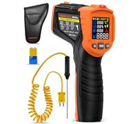4 en 1 Thermomètre infrarouge professionnel POROMETISTO, 4 réglages d'alarme de qualité industrielle, -50 °C à 800 °C pyromètre laser thermometre infrarouge numérique avec sonde K et écran LCD couleur