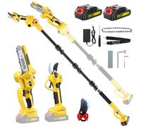 4 en 1 Tronconneuse à Batterie&Secateur Electrique avec Perche Télescopique | Portée Max Jusqu'à 4,2m, 1000 W Moteur & 2 Batterie, Mini Tronconneuse 6 Pouces avec Perche pour Arbres et Élagage en Hauteur