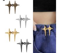 4 Ensembles Boutons de Jean Étoiles, Boutons Étoiles Réglables Sans Couture Tendeur de Taille de Pantalon Boucles de Taille pour Jeans Amples Pantalons Chemises Vêtements (4 Couleurs)
