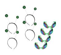 4 Ensembles Lunettes de Fête Festives en Plastique Vert, Lot de | Diaphragme Aléatoire, pour Festival et Party, Coiffe Soucoupe Couleur Aléatoire
