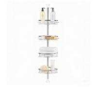 4 Etagère télescopique de douche pour salle de bain,Hauteur Réglable 105-300cm,en Acier Inoxydable,Avec 4 Panier,Argent