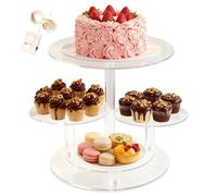4 Etages Présentoir à Cupcakes en Acrylique, Présentoir à Gâteaux con Lumineuse Décorative à LED, Presentoirs Aperitif Buffet Transparent, Tour à Dessert pour Mariage Fête Anniversaire(Ø 30/18,7 cm)