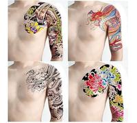 4 feuilles demi-armure sur l'épaule dragon autocollants de tatouage traditionnel noir couleur épaule grande image dos autocollants de tatouage