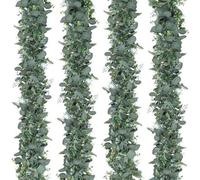 4 guirlandes artificielles d'eucalyptus, feuilles vertes, couronne de fleurs blanches, plante artificielle, plante suspendue pour fond de scène, décoration de table, décoration de mariage