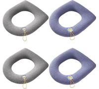 4 housses de siège de WC, coussin de siège de WC chaud, housse de siège de WC, lavable, épaisse, extensible, convient à la plupart des toilettes
