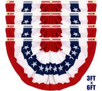 4 juillet Drapeau américain plissé en éventail, grande taille 2x4/3x6 pi, 2/4 pièces de drapeaux en éventail patriotiques américains. Drapeaux en éventail décoratifs pour le Memorial Day pour la cour,